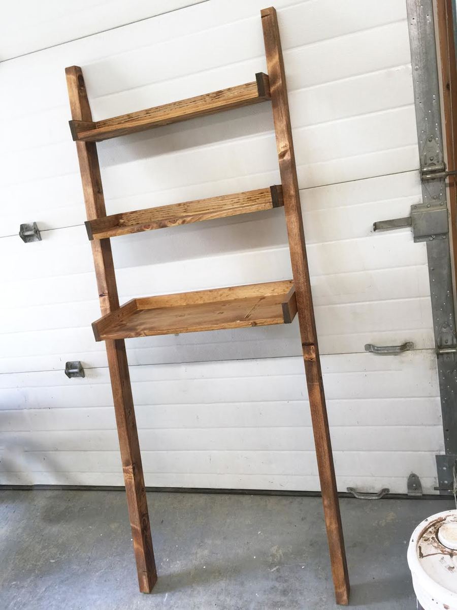Over the Toilet Storage - Leaning Bathroom Ladder | Ana White